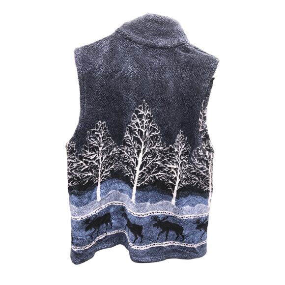 Vintage Black Diamond Woodsy Moose Print Fleese Vest Size L - Picture 3 of 5